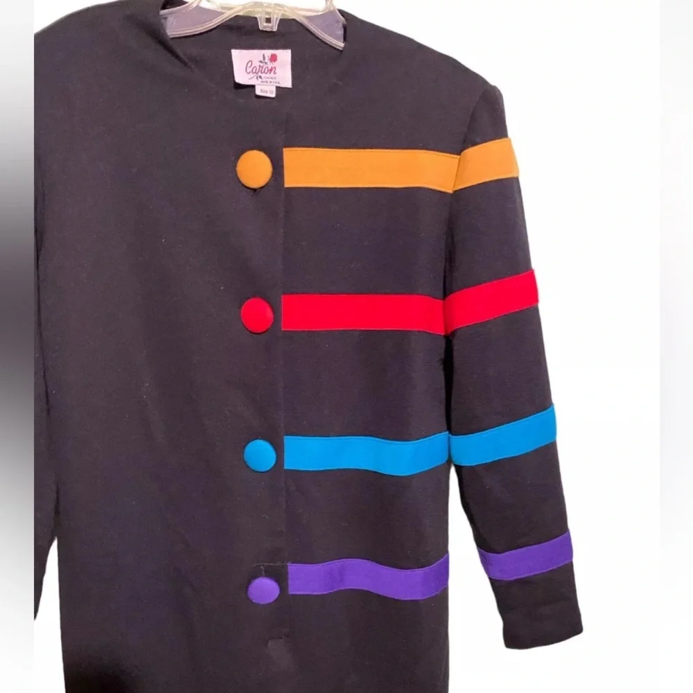 Vintage Caron Chicago Women's size M 80’s Colorblock DRESS - Picture 2 of 4